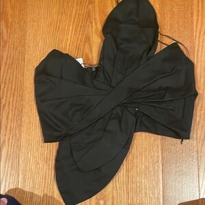 NEW Strut & Bolt Black knot asymmetric one shouldered crop top sz Small